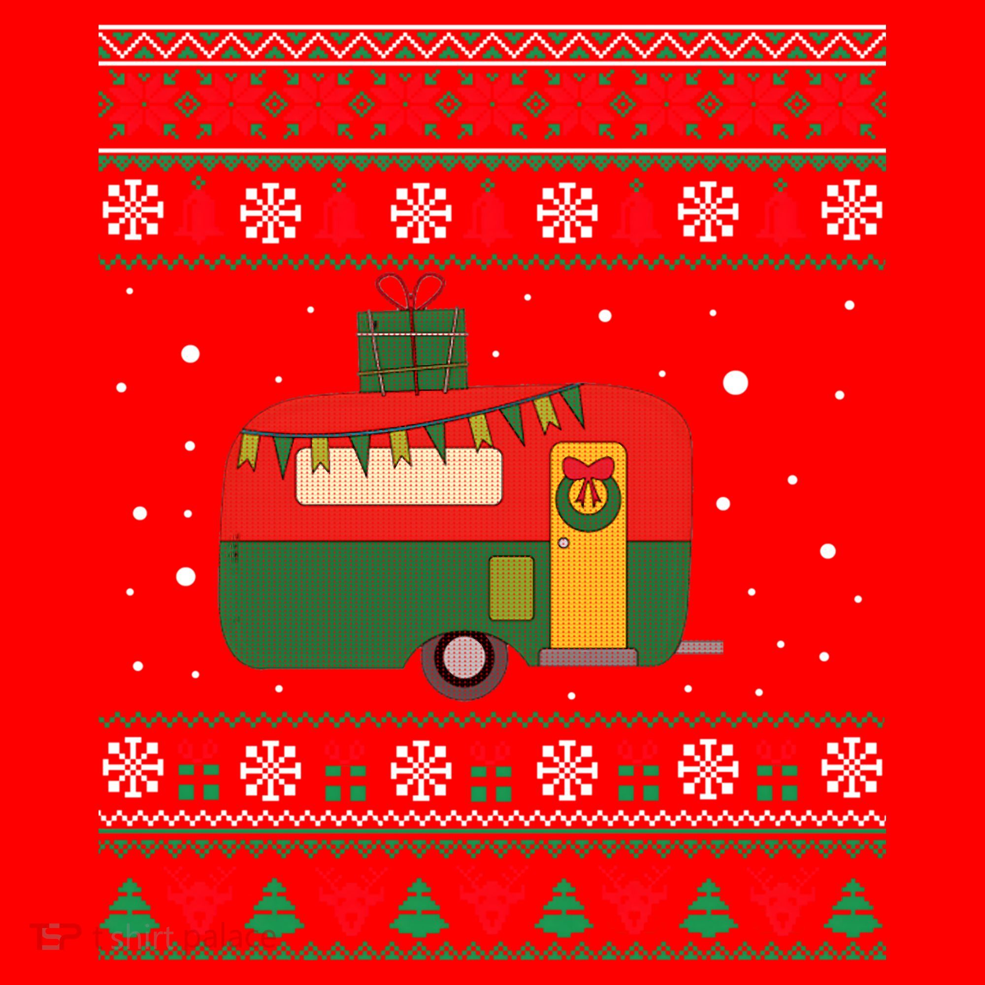 Christmas Sweater Funny Camping Camper Gift Santa Hat