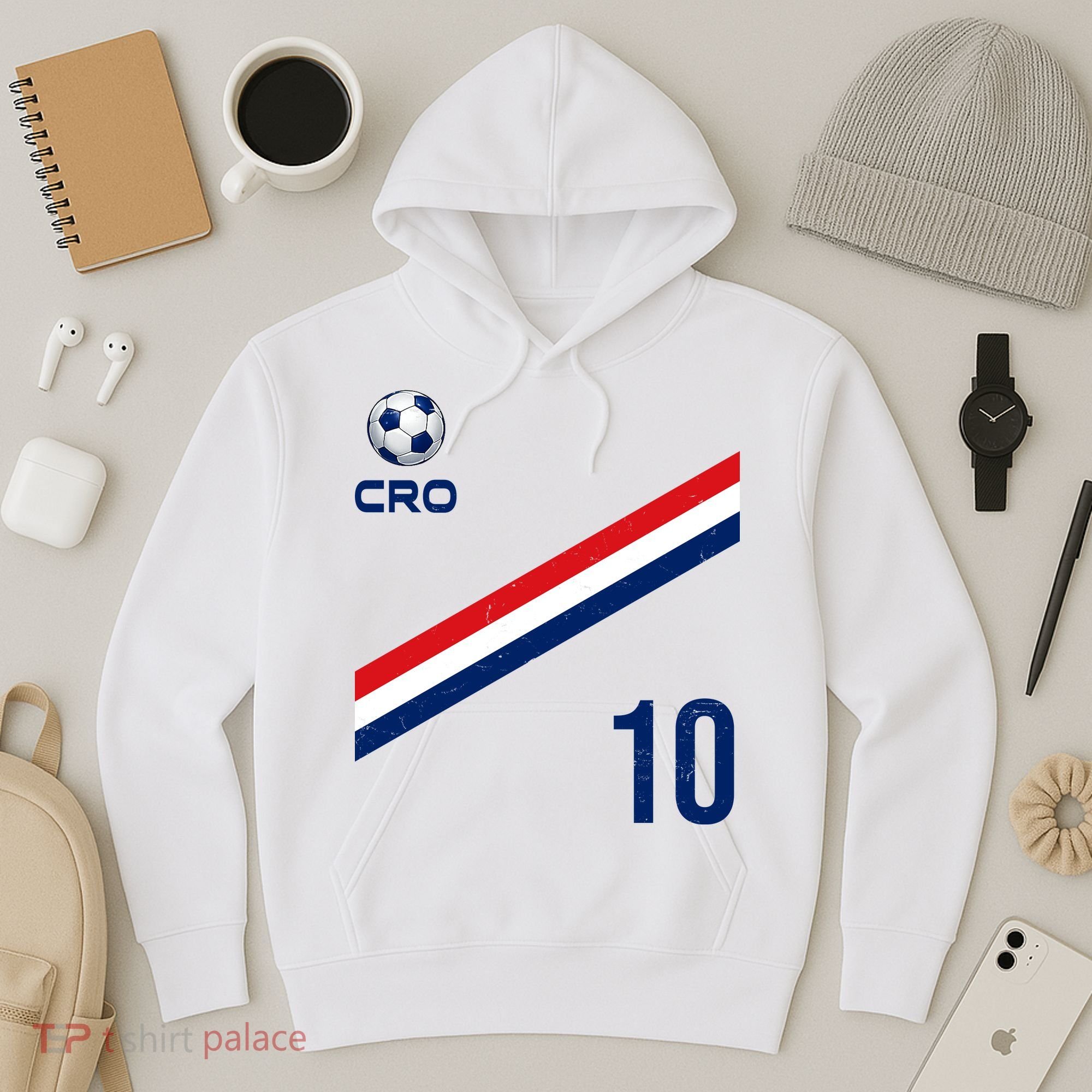 Croatia Soccer Fan Gear Jersey Number 10 Flag Hoodie