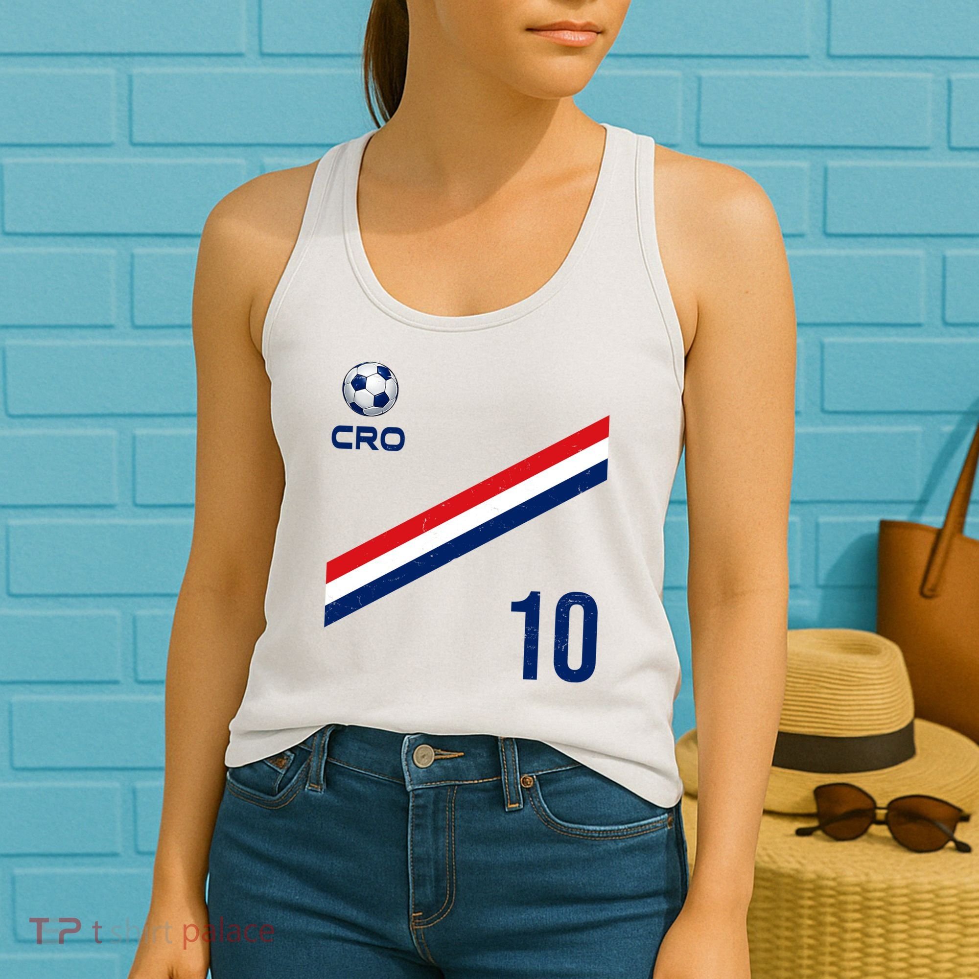 Croatia Soccer Fan Gear Jersey Number 10 Flag Women's Tank Top