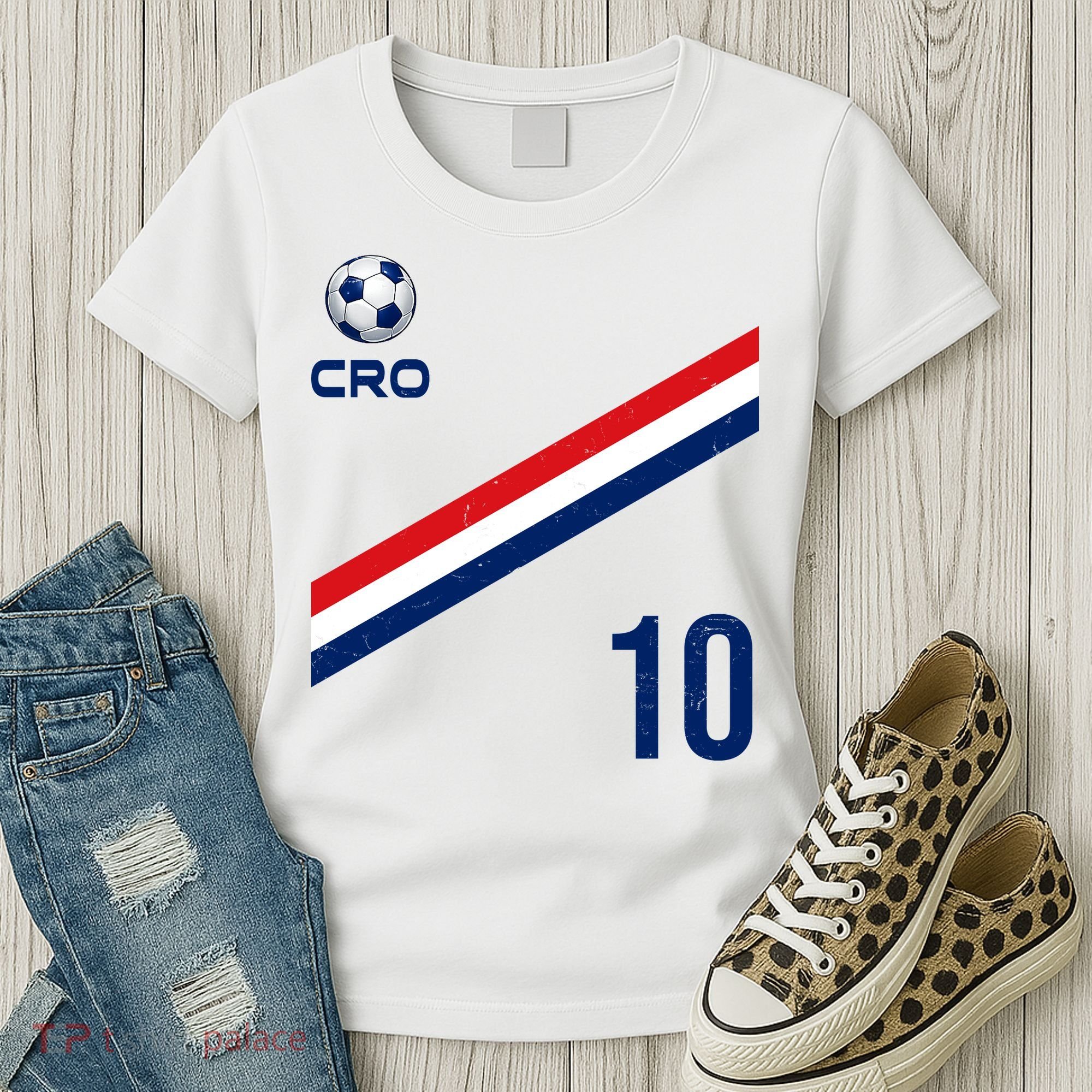 Croatia Soccer Fan Gear Jersey Number 10 Flag Women's T-Shirt