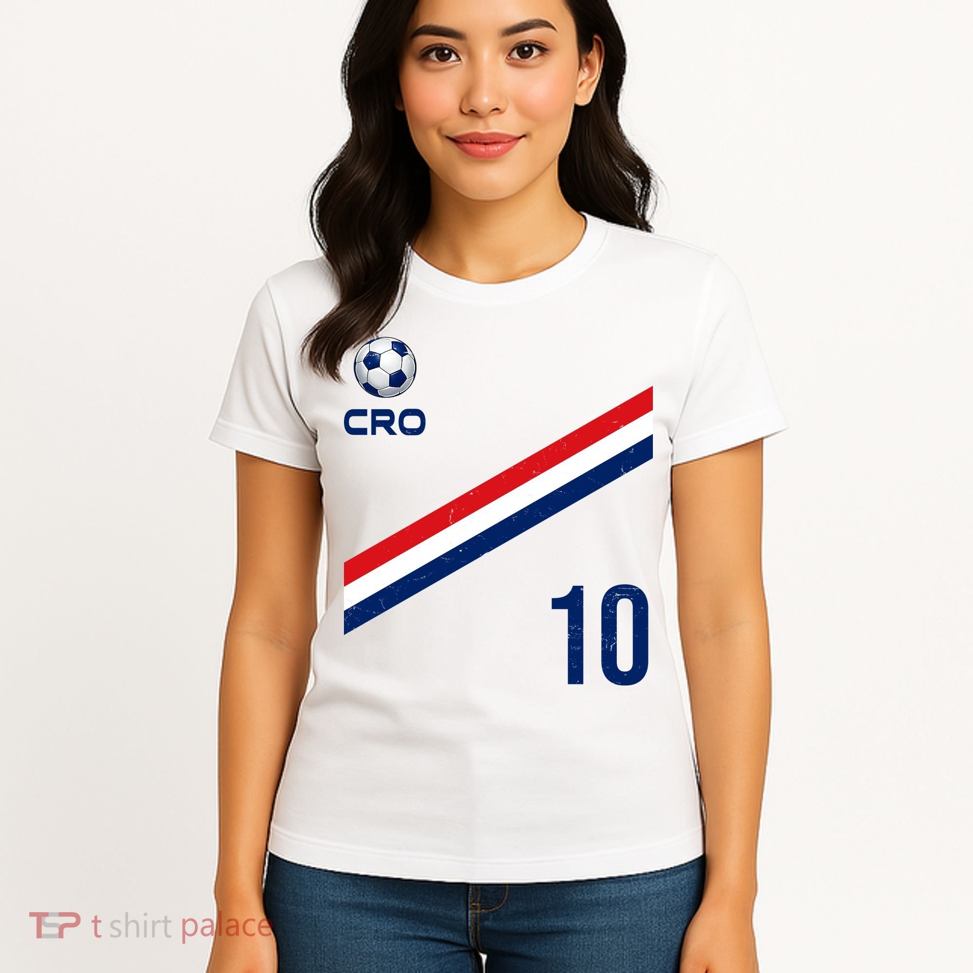 Croatia Soccer Fan Gear Jersey Number 10 Flag Women's T-Shirt