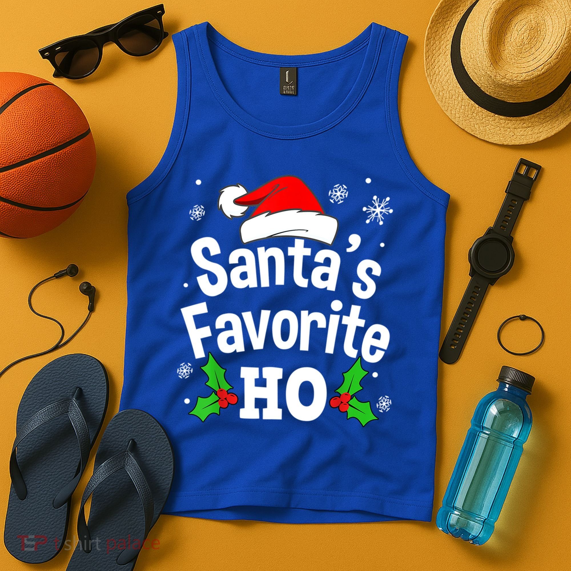 Christmas Santa's Favorite Ho Pajama Adult Naughty Pajama Gift Tank Top