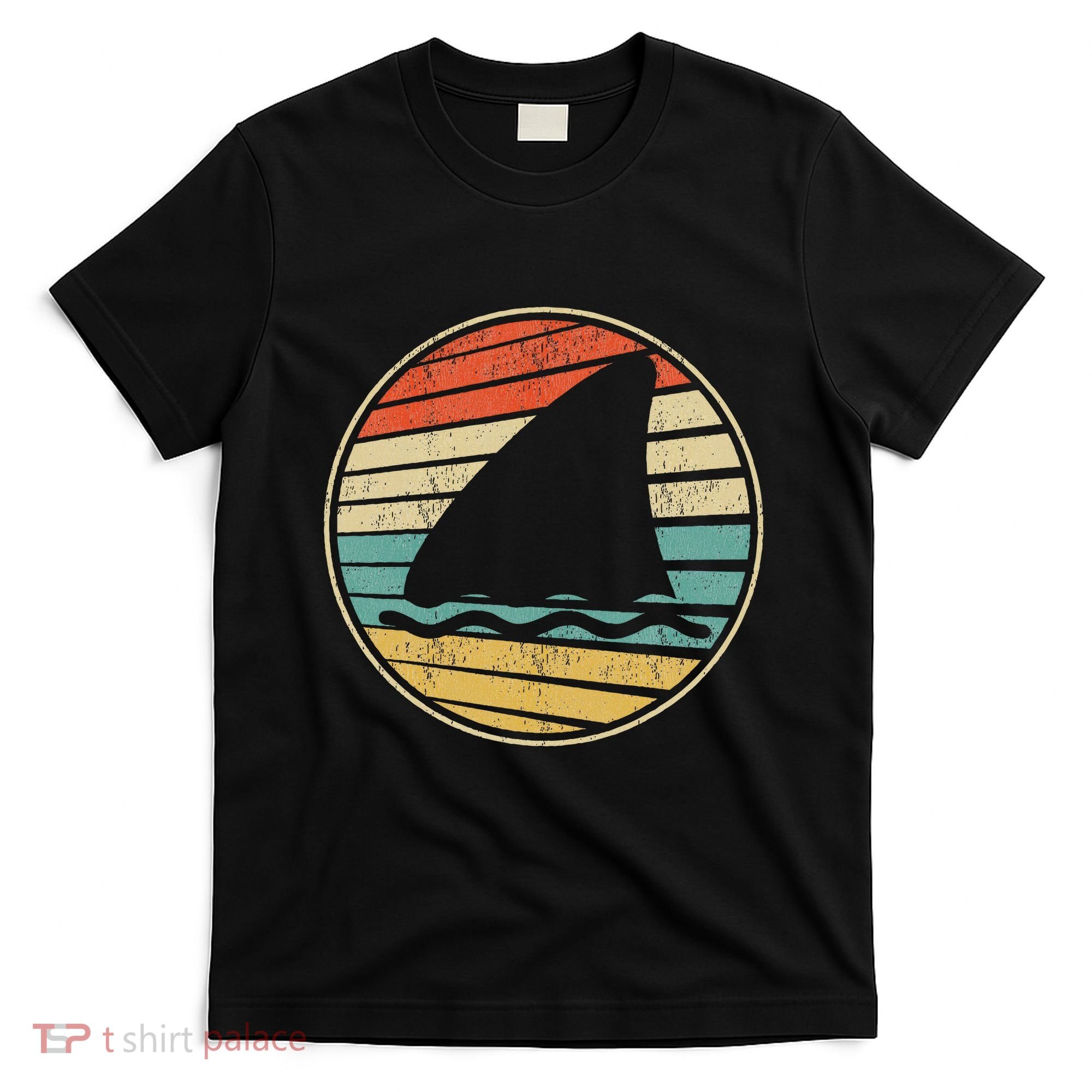 Cute Shark Fin Graphic Retro Vintage 70s 80s Shark Lover Fun T-Shirt