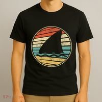 Cute Shark Fin Graphic Retro Vintage 70s 80s Shark Lover Fun T-Shirt thumb 3