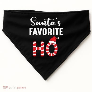 Christmas Santa’s Favorite Ho Candy Cane Funny Xmas USA-Made Doggie Bandana