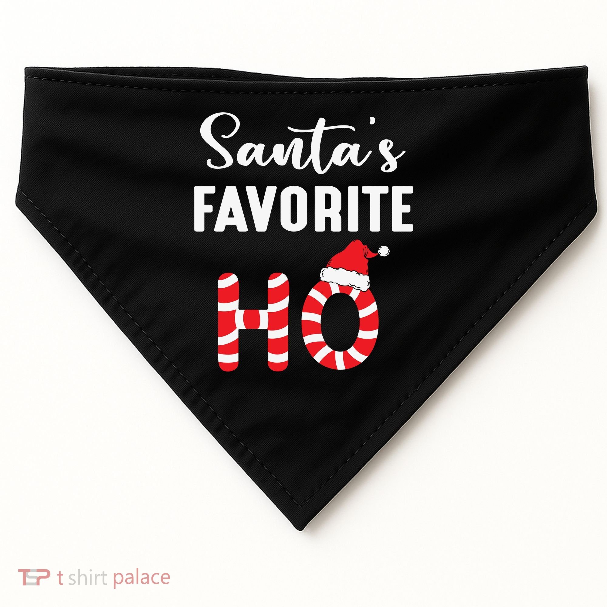 Christmas Santa’s Favorite Ho Candy Cane Funny Xmas USA-Made Doggie Bandana