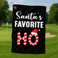 Christmas Santa’s Favorite Ho Candy Cane Funny Xmas Golf Towel thumb 1