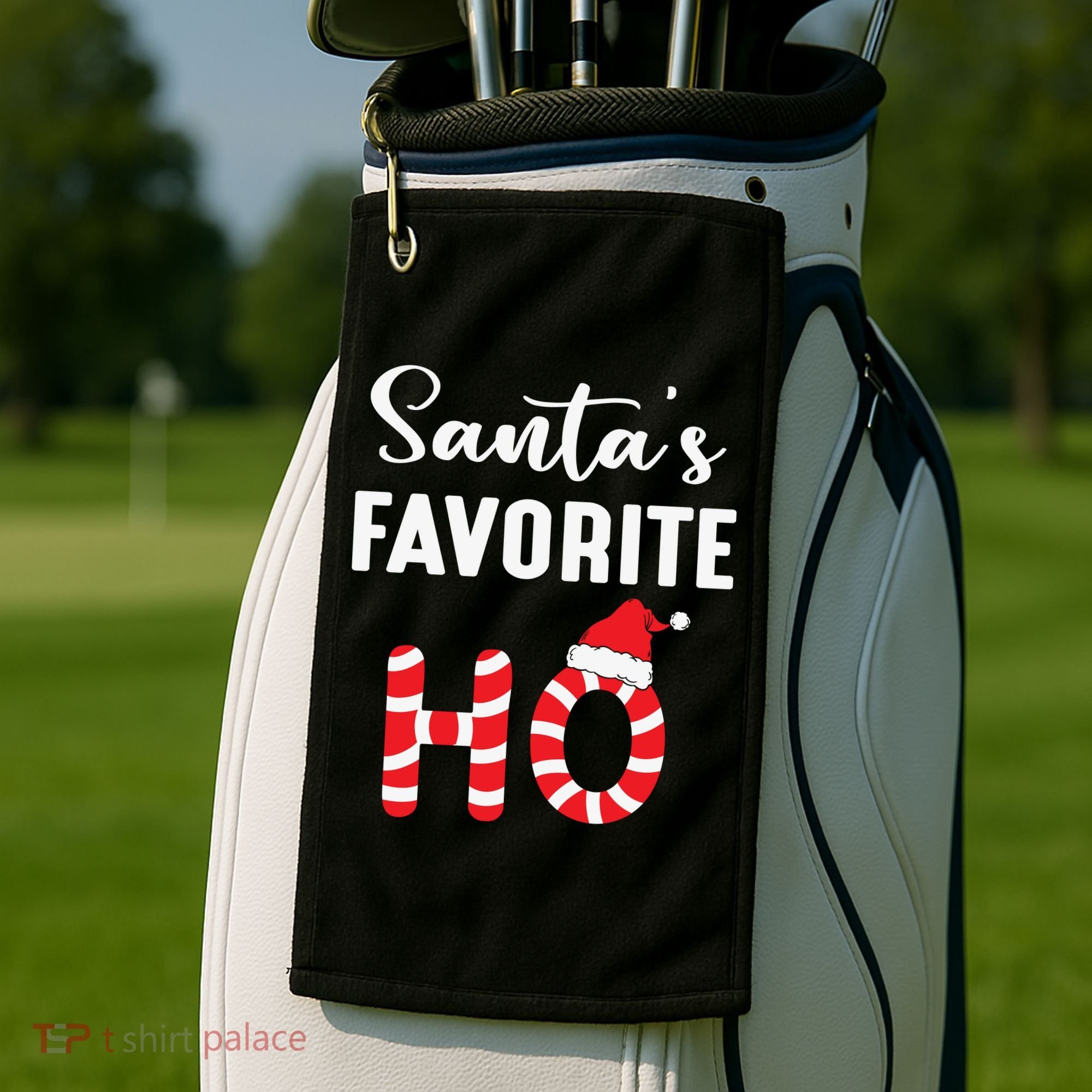 Christmas Santa’s Favorite Ho Candy Cane Funny Xmas Golf Towel