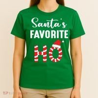 Christmas Santa’s Favorite Ho Candy Cane Funny Xmas T-Shirt thumb 4
