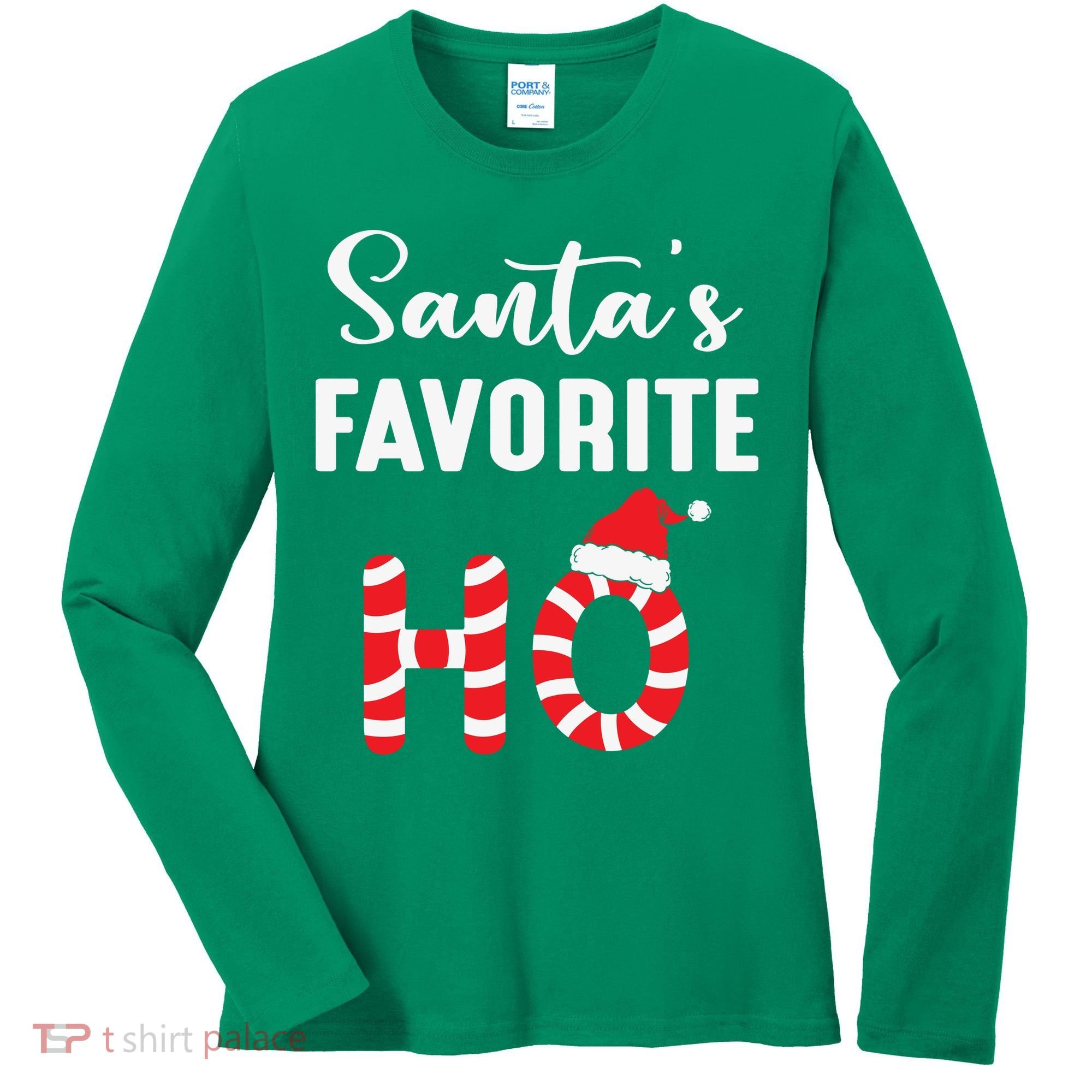 Christmas Santa’s Favorite Ho Candy Cane Funny Xmas Women's Long Sleeve Shirt