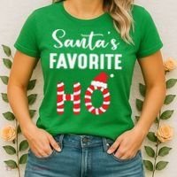Christmas Santa’s Favorite Ho Candy Cane Funny Xmas Women's T-Shirt thumb 2