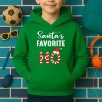 Christmas Santa’s Favorite Ho Candy Cane Funny Xmas Kids Hoodie thumb 2