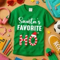 Christmas Santa’s Favorite Ho Candy Cane Funny Xmas Kids T-Shirt thumb 3
