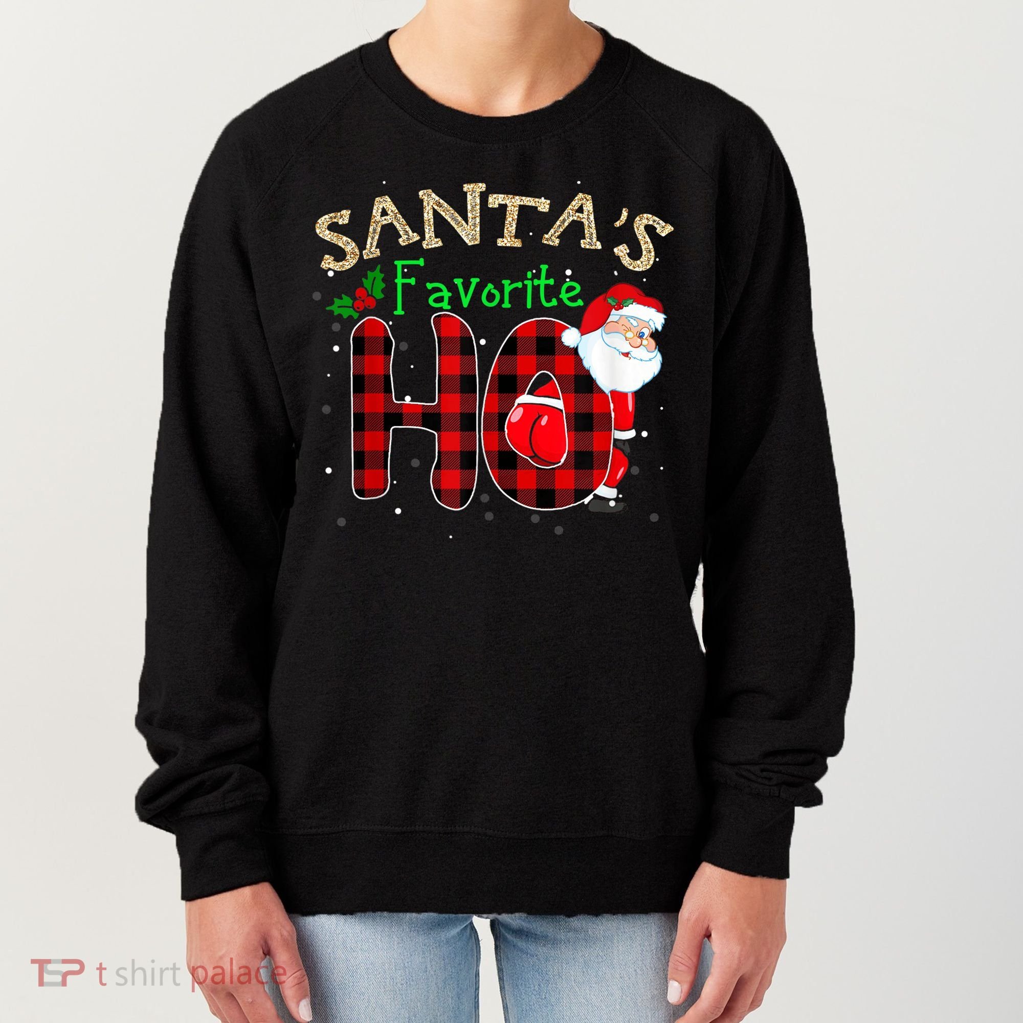 Christmas Santa's Favorite Ho Xmas Pajama Funny Naughty Women's Sweatshirt