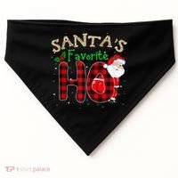 Christmas Santa's Favorite Ho Xmas Pajama Funny Naughty USA-Made Doggie Bandana thumb 0