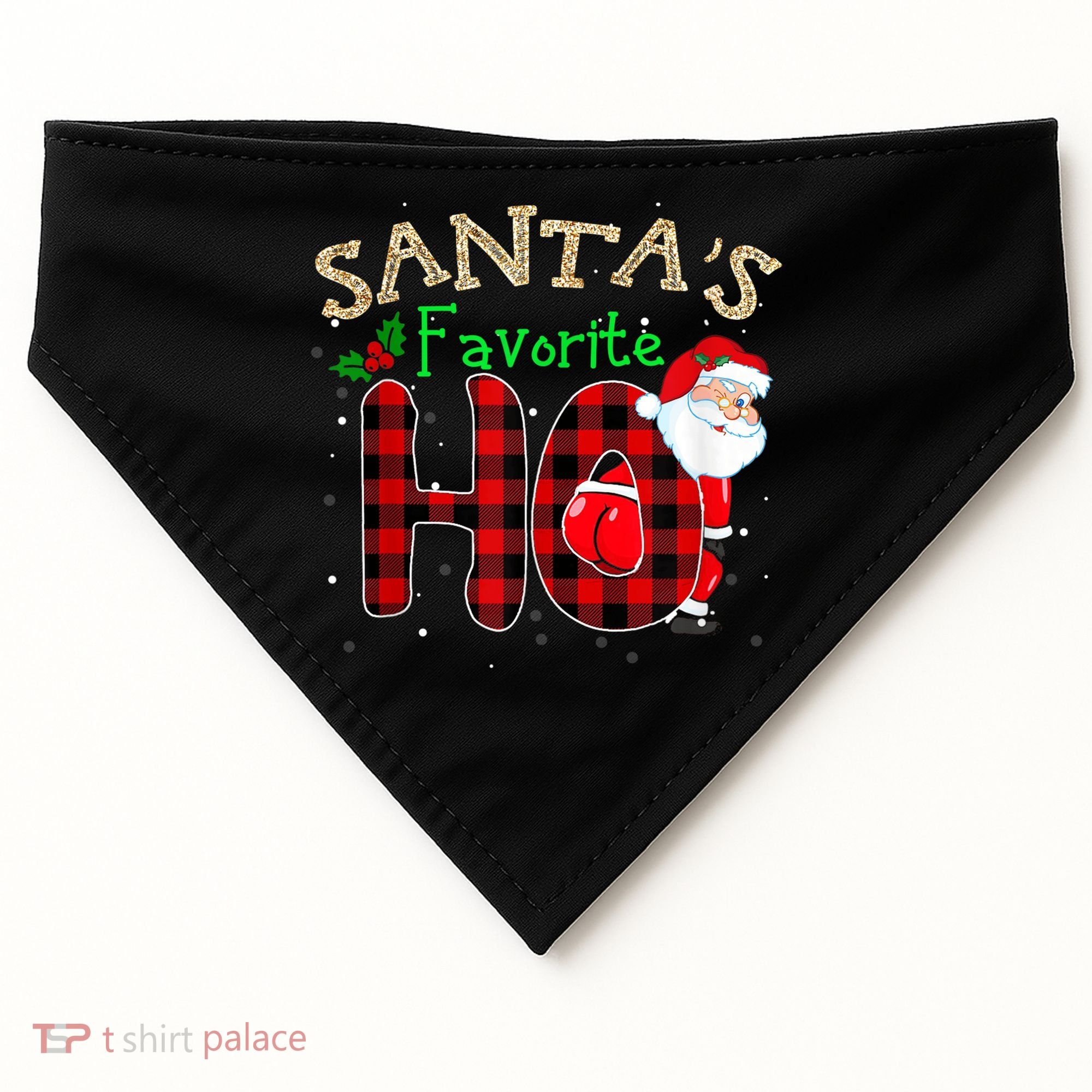 Christmas Santa's Favorite Ho Xmas Pajama Funny Naughty USA-Made Doggie Bandana