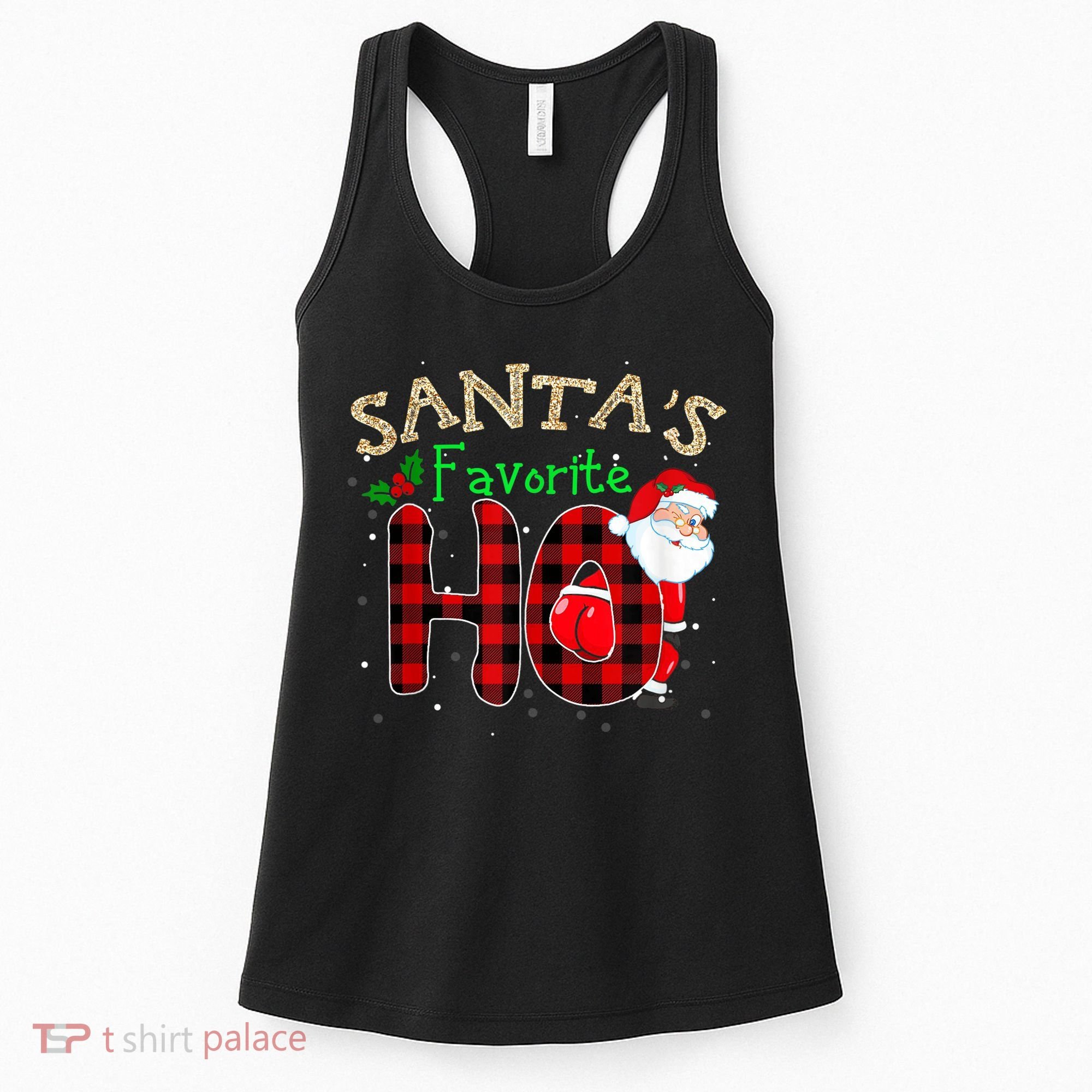 Christmas Santa's Favorite Ho Xmas Pajama Funny Naughty Women's Tank Top
