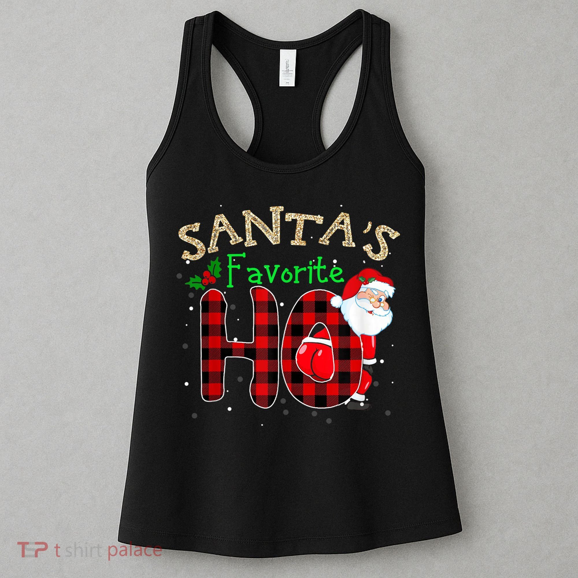 Christmas Santa's Favorite Ho Xmas Pajama Funny Naughty Women's Tank Top