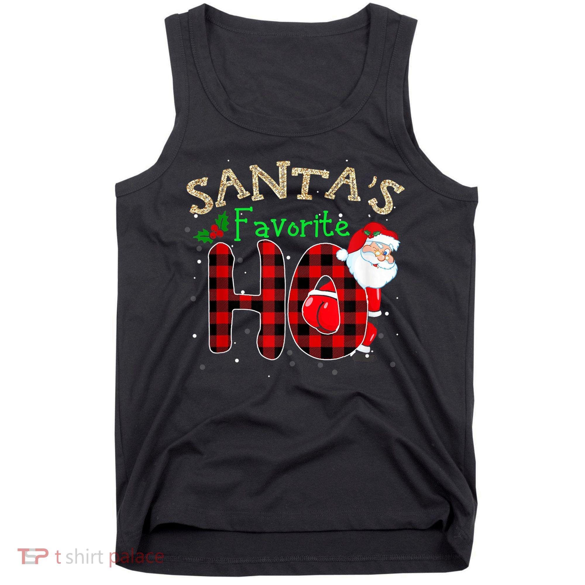 Christmas Santa's Favorite Ho Xmas Pajama Funny Naughty Tank Top