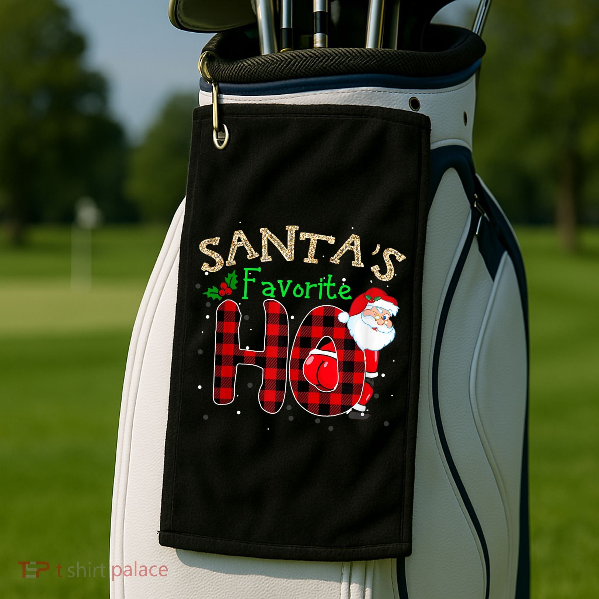 Christmas Santa's Favorite Ho Xmas Pajama Funny Naughty Golf Towel