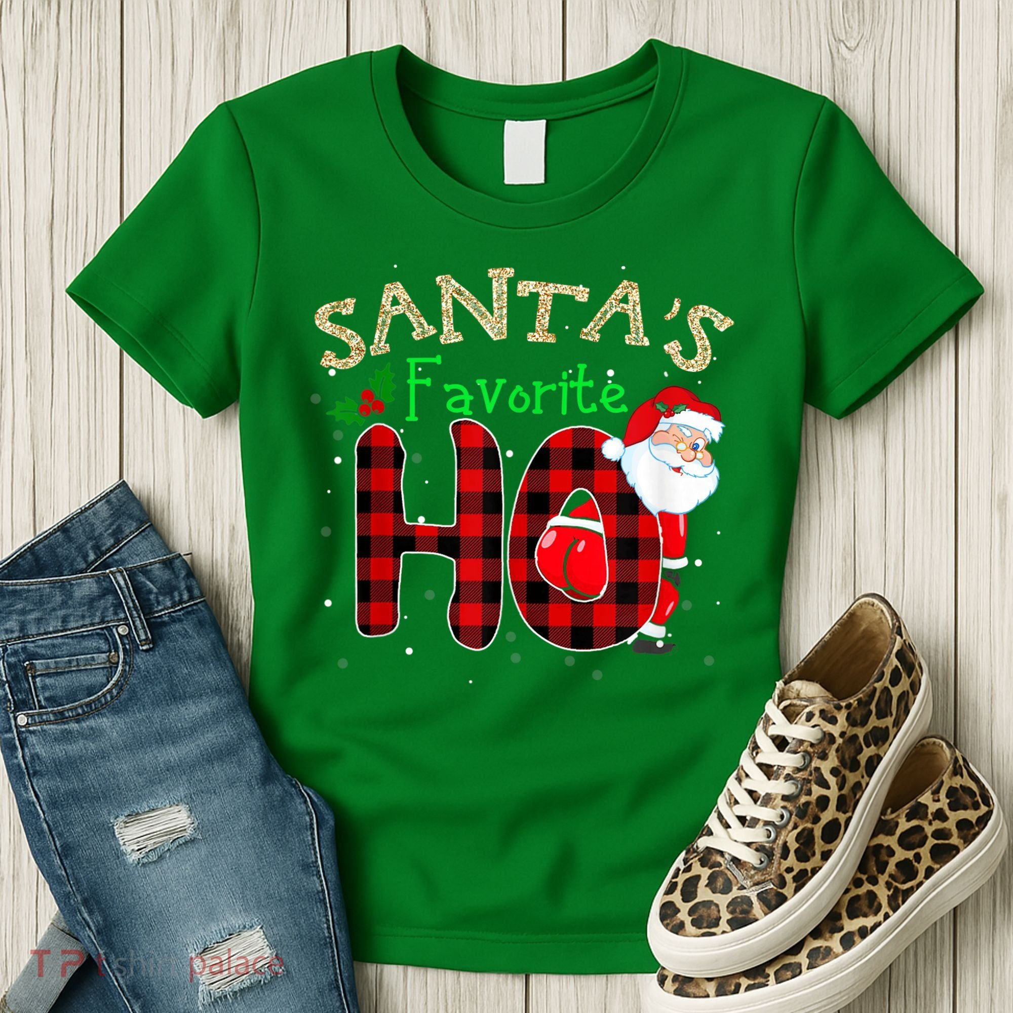 Christmas Santa's Favorite Ho Xmas Pajama Funny Naughty Women's T-Shirt