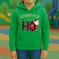 Christmas Santa's Favorite Ho Xmas Pajama Funny Naughty Kids Hoodie thumb 3