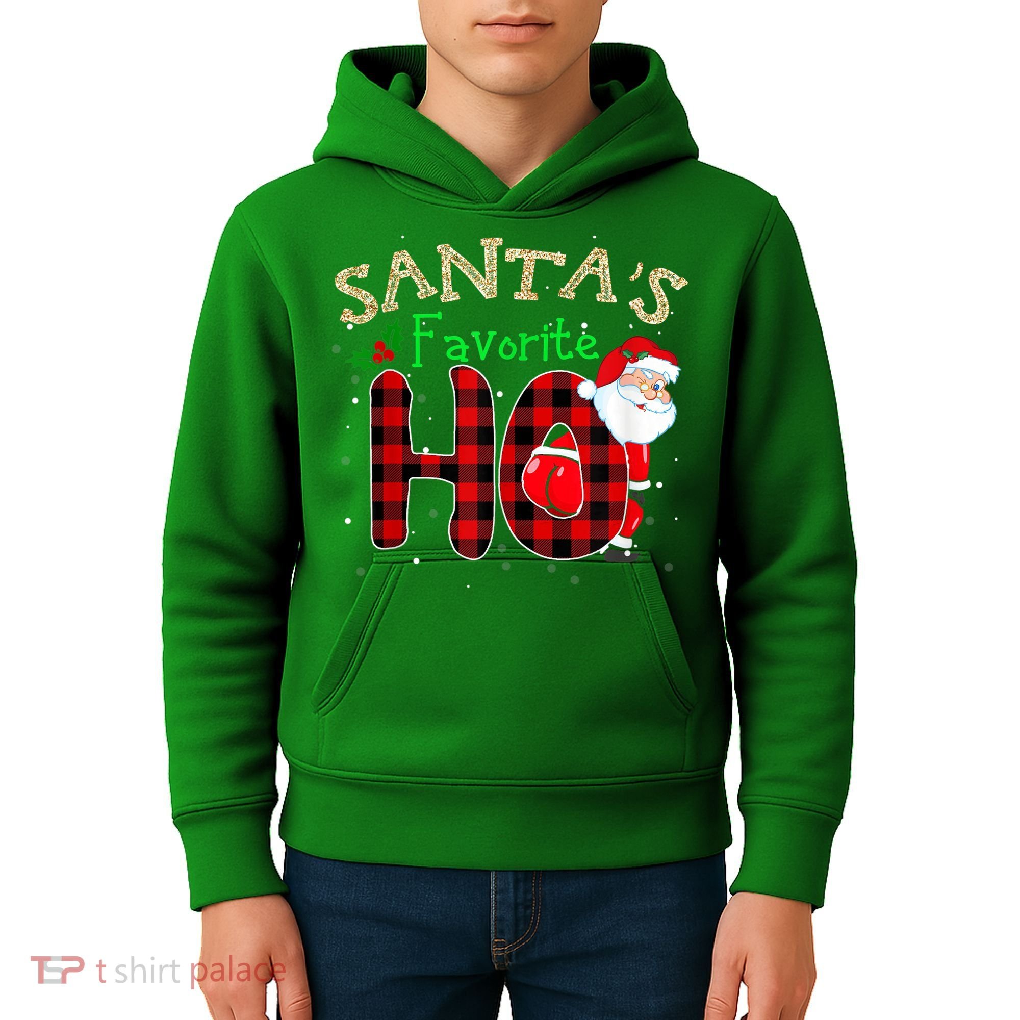 Christmas Santa's Favorite Ho Xmas Pajama Funny Naughty Kids Hoodie