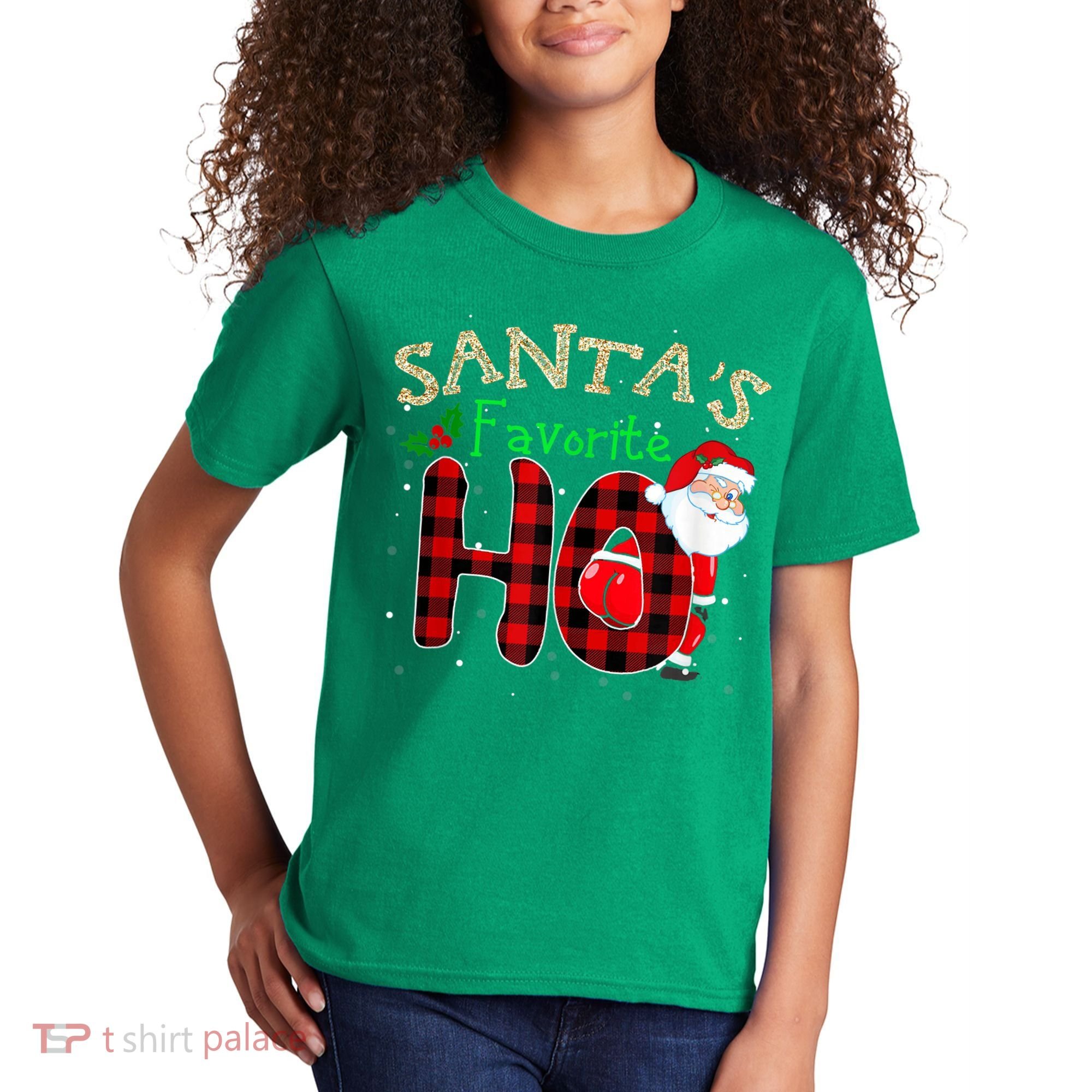 Christmas Santa's Favorite Ho Xmas Pajama Funny Naughty Kids T-Shirt