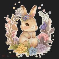 Cute Springtime Floral Baby Bunny Rabbit Women's Sweatshirt thumb 2
