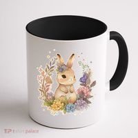 Cute Springtime Floral Baby Bunny Rabbit Coffee Mug thumb 1