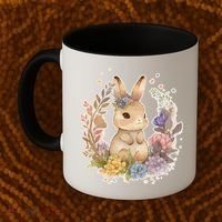 Cute Springtime Floral Baby Bunny Rabbit Coffee Mug thumb 2