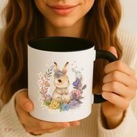Cute Springtime Floral Baby Bunny Rabbit Coffee Mug thumb 3