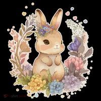 Cute Springtime Floral Baby Bunny Rabbit Women's Hoodie thumb 2