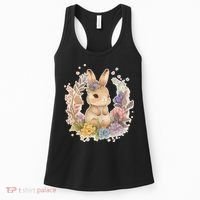 Cute Springtime Floral Baby Bunny Rabbit Women's Tank Top thumb 0
