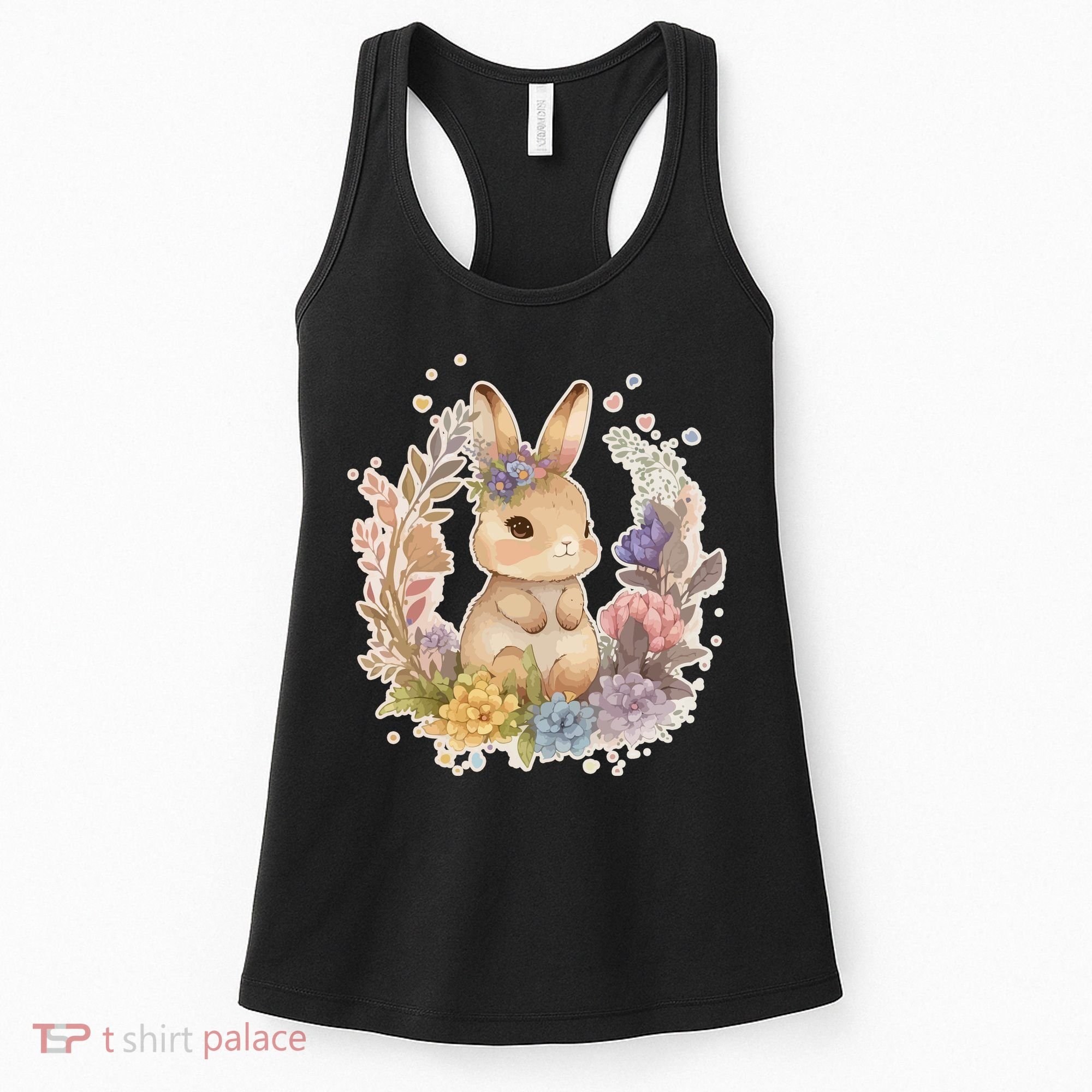 Cute Springtime Floral Baby Bunny Rabbit Women's Tank Top
