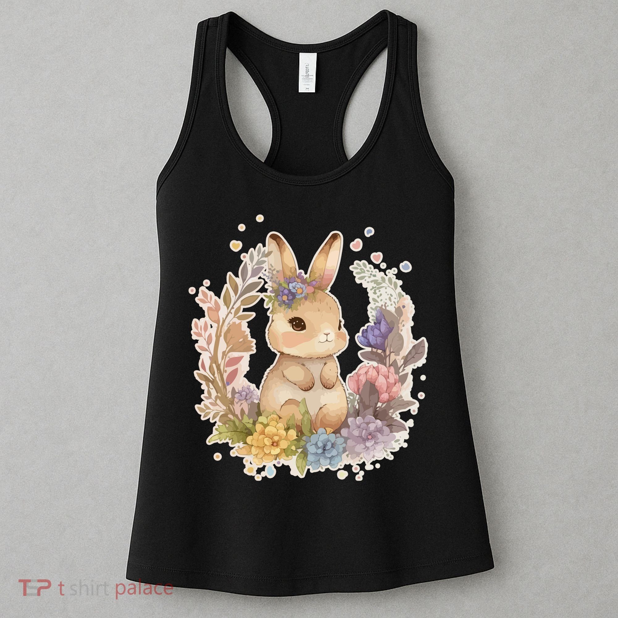 Cute Springtime Floral Baby Bunny Rabbit Women's Tank Top