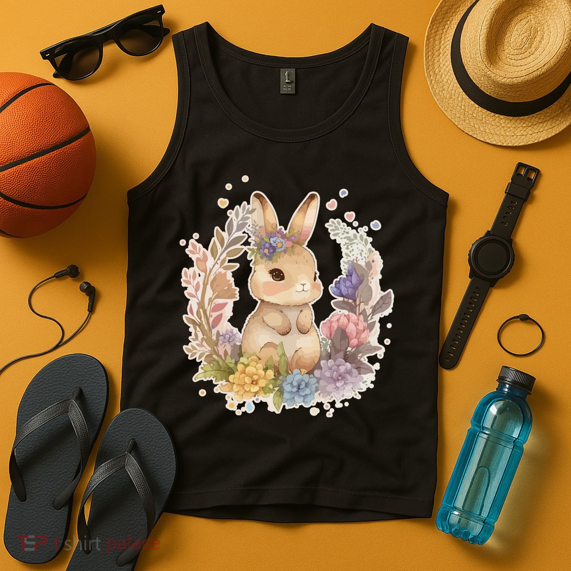 Cute Springtime Floral Baby Bunny Rabbit Tank Top