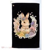 Cute Springtime Floral Baby Bunny Rabbit Golf Towel thumb 0