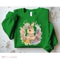 Cute Springtime Floral Baby Bunny Rabbit Sweatshirt thumb 2