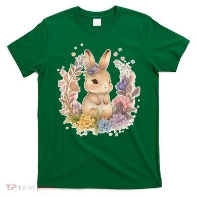 Cute Springtime Floral Baby Bunny Rabbit T-Shirt