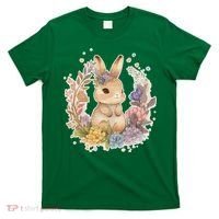 Cute Springtime Floral Baby Bunny Rabbit T-Shirt thumb 0