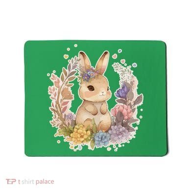 Cute Springtime Floral Baby Bunny Rabbit Mousepad