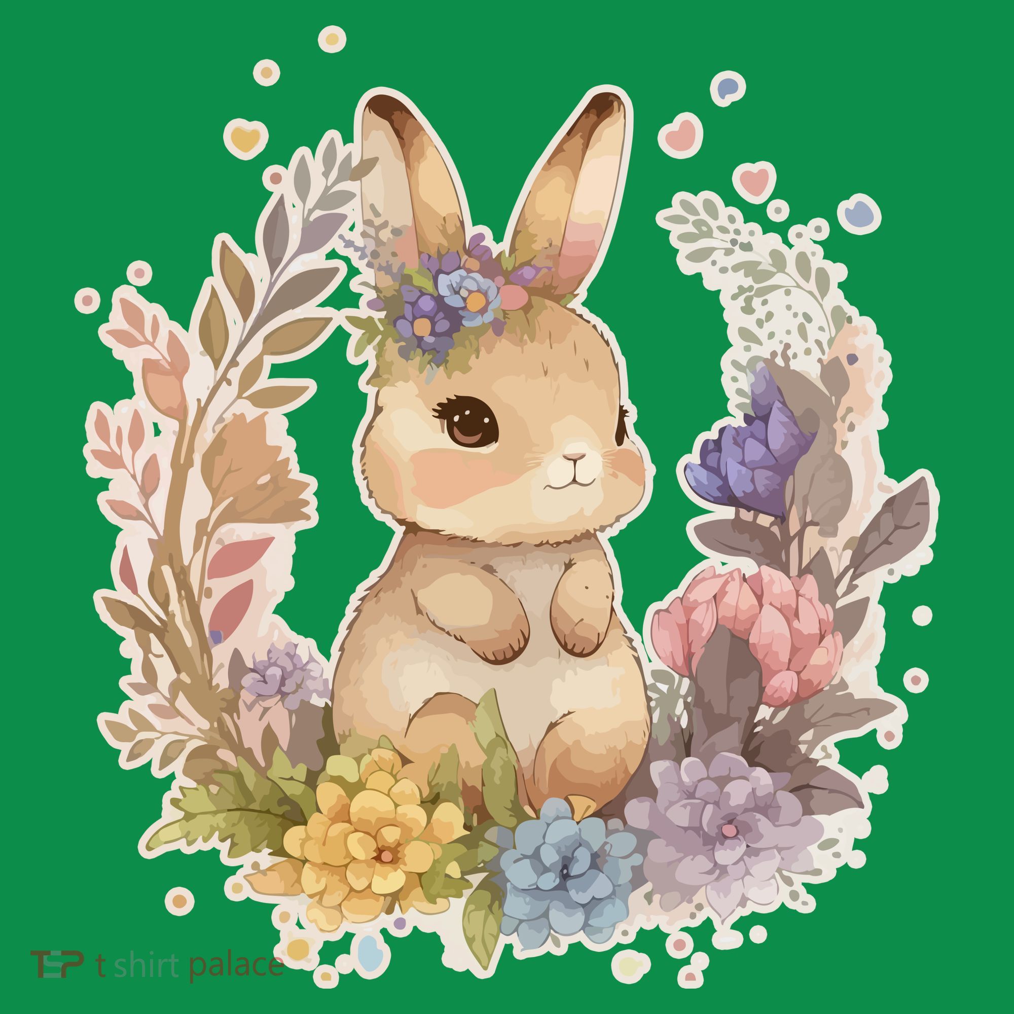 Cute Springtime Floral Baby Bunny Rabbit Mousepad