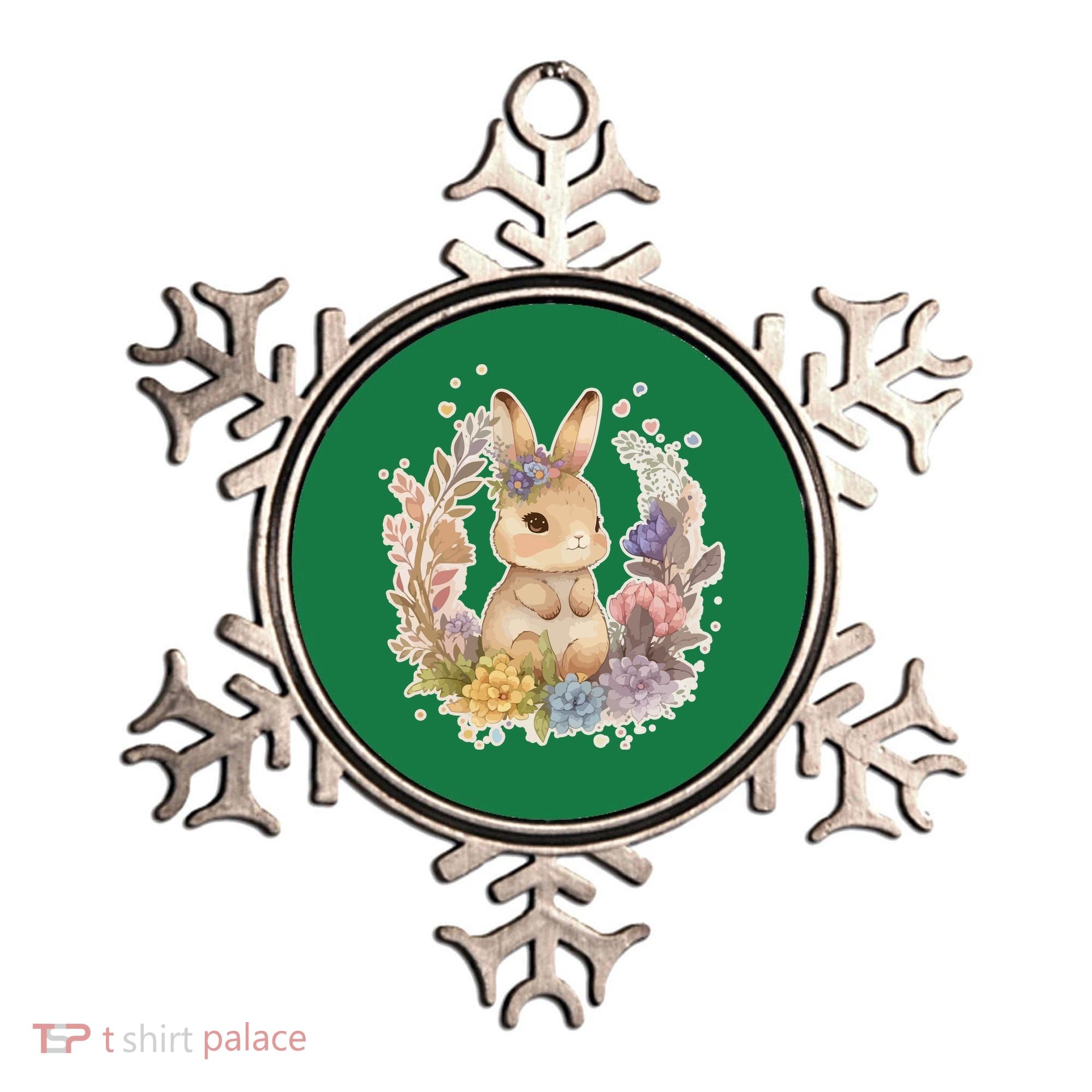 Cute Springtime Floral Baby Bunny Rabbit Ornament