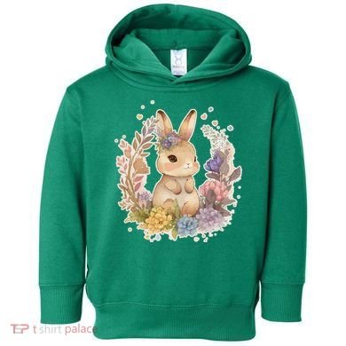 Cute Springtime Floral Baby Bunny Rabbit Toddler Hoodie