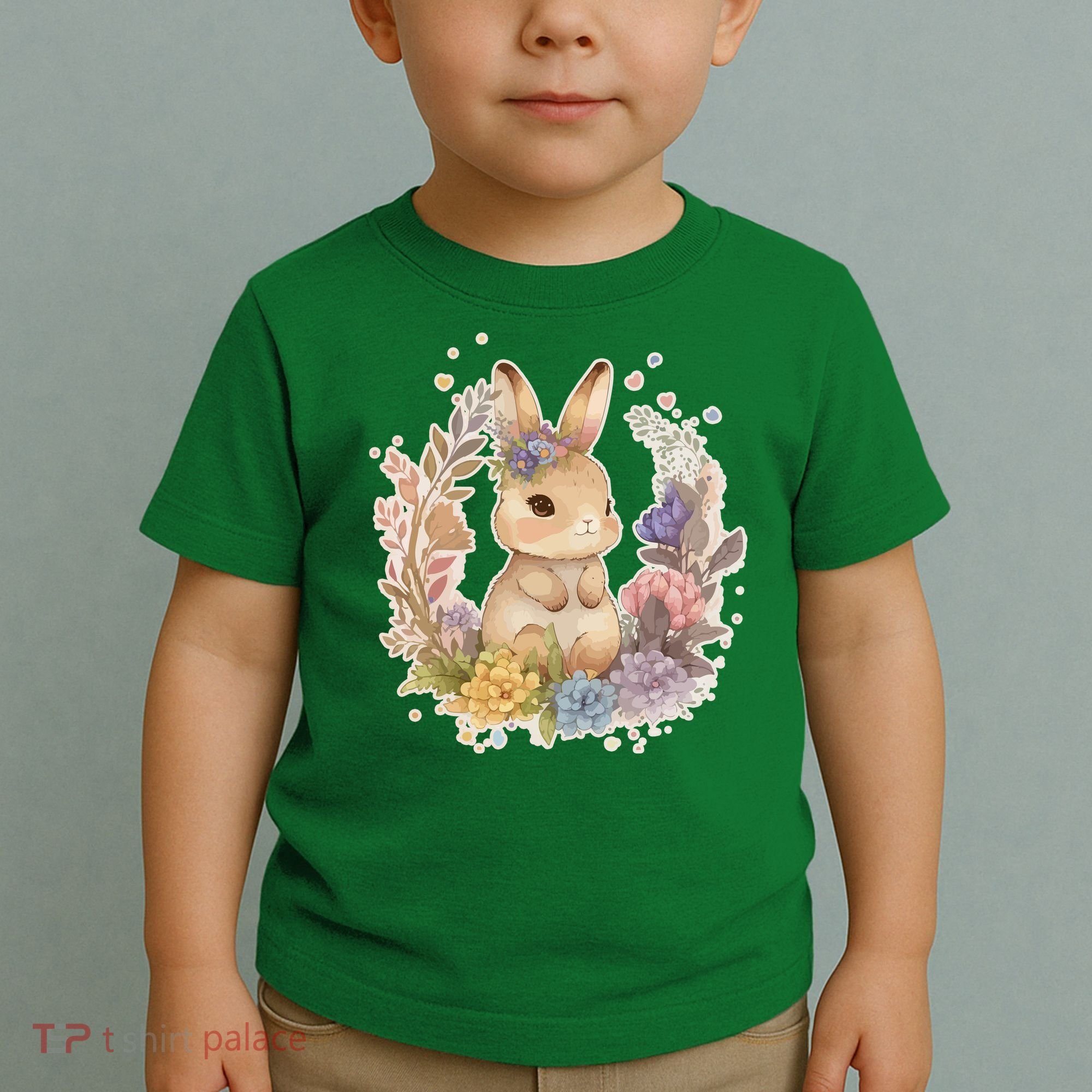 Cute Springtime Floral Baby Bunny Rabbit Toddler T-Shirt