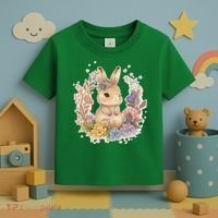 Cute Springtime Floral Baby Bunny Rabbit Toddler T-Shirt thumb 3