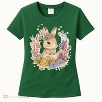 Cute Springtime Floral Baby Bunny Rabbit Women's T-Shirt thumb 0