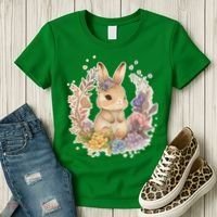 Cute Springtime Floral Baby Bunny Rabbit Women's T-Shirt thumb 3