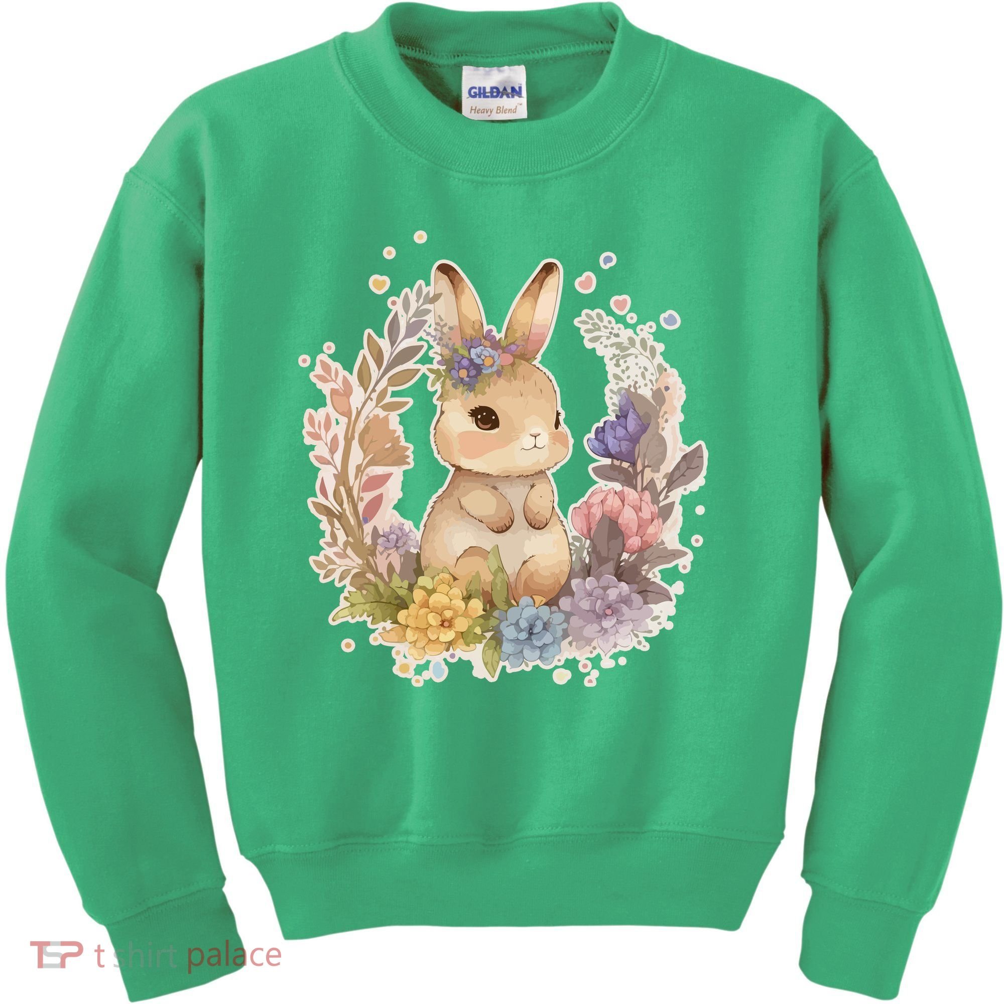 Cute Springtime Floral Baby Bunny Rabbit Kids Sweatshirt
